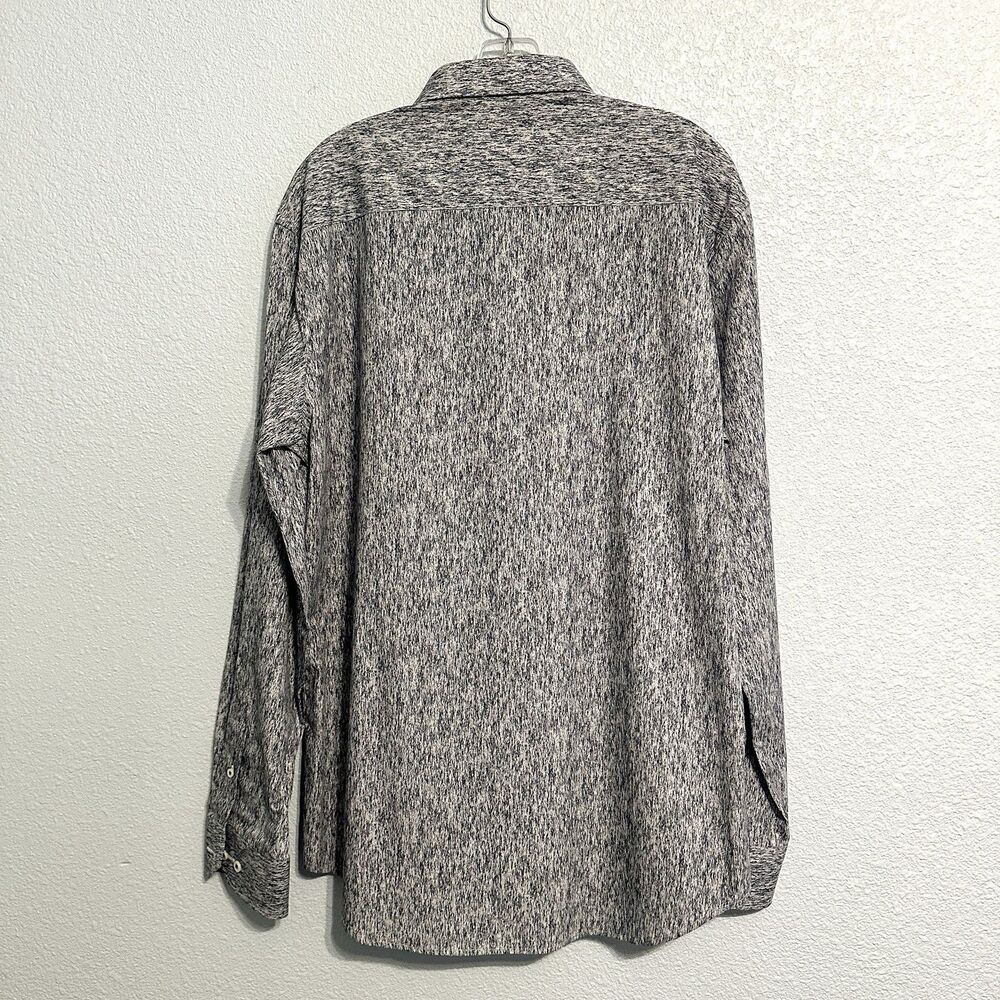 BUGATCHI Shaped Fit Geometric Print Dress Shirt Mens Large Long Sleeve Blue NWT - Picture 2 of 12